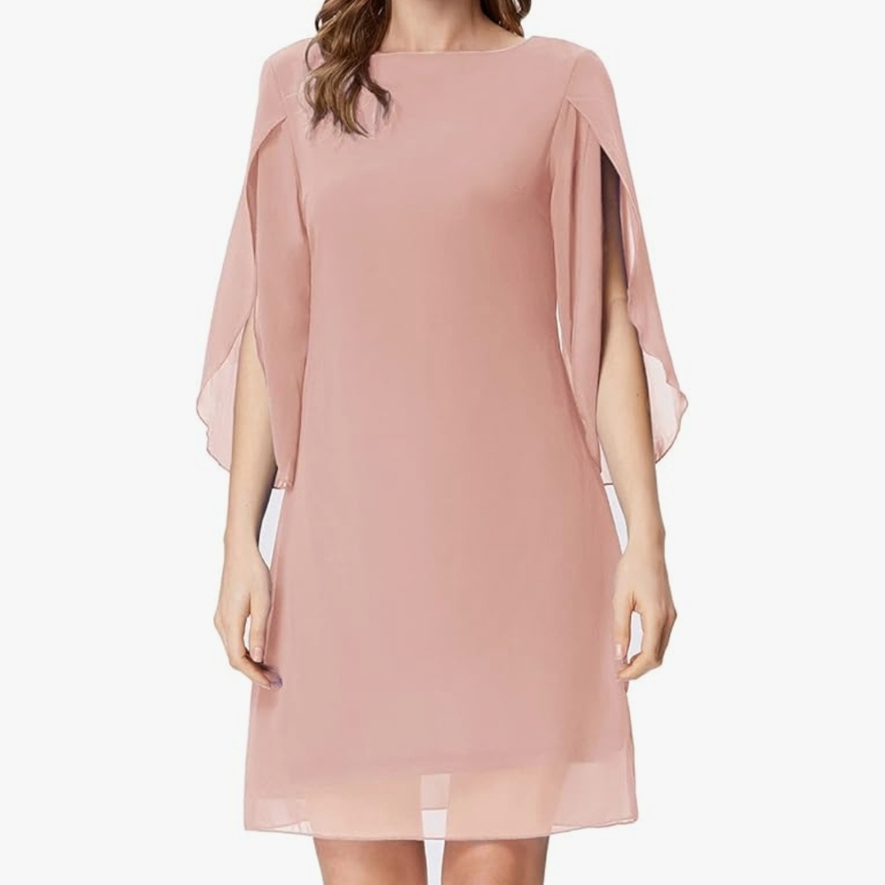 GRACE KARIN Women Summer Chiffon Shirt Dress 3/4 Sleeve Cocktail Dress